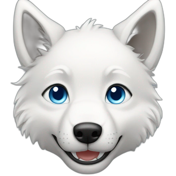 Happy young Wolf white blue eyes short hair emoji