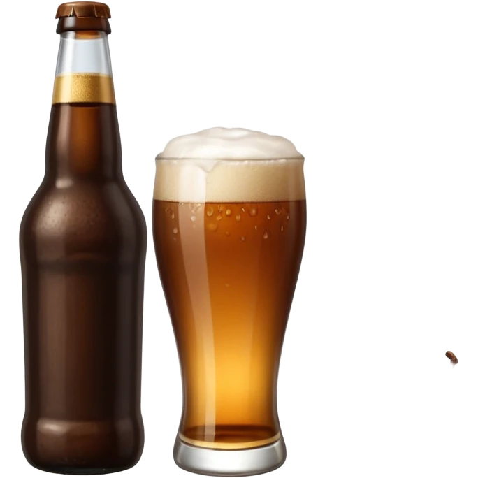 cerveza en botella con grano de café al lado emoji