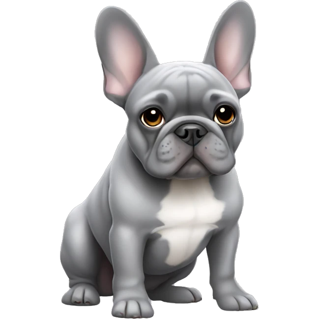 Grey colored French bulldog full body  emoji