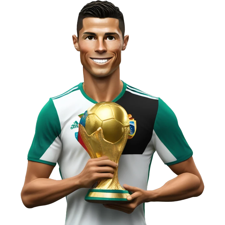 Cristiano Ronaldo con la copa del mundo emoji