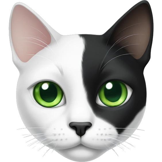 Black white cat with green eyes and patch over one eye emoji