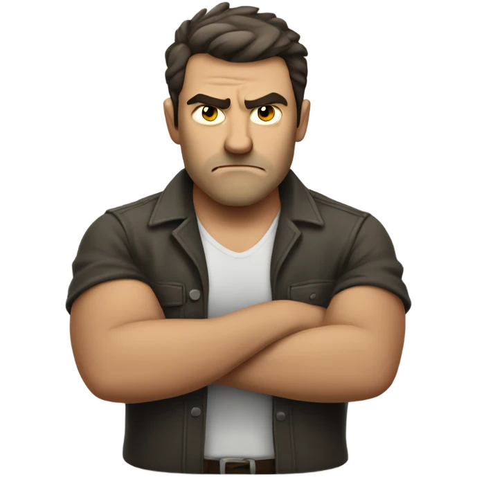 caucassian man crossed arms angry emoji