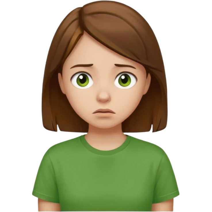 worried girl wearing a green t-shirt emoji