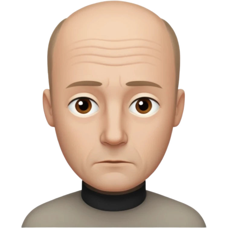 Hans Jonas as an iOS emoji, serious expression, balding with short hair on the sides, prominent eyebrows, long face, minimalist, philosophical vibe emoji