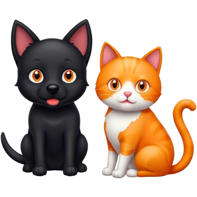 Black dog and orange cat emoji