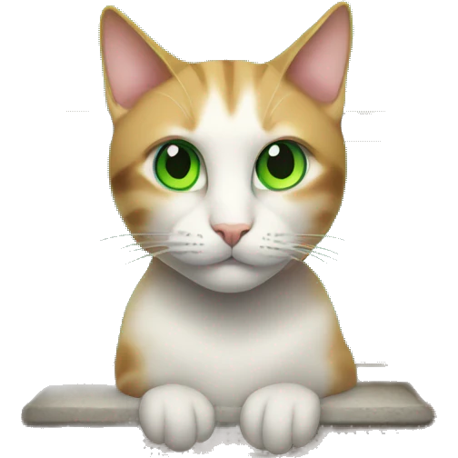 Cat with green eyes seat on window  emoji