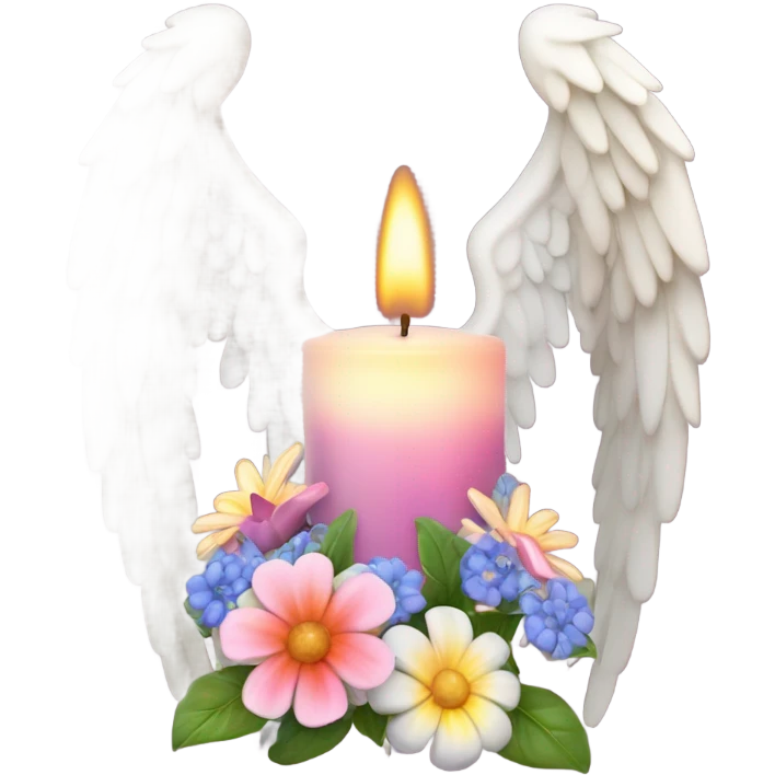 Candle, angel wings, flowers emoji