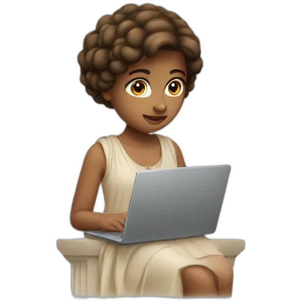 Greek girl with her laptop emoji