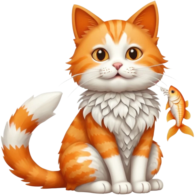 cat full body sitting with fish bones in mouth emoji