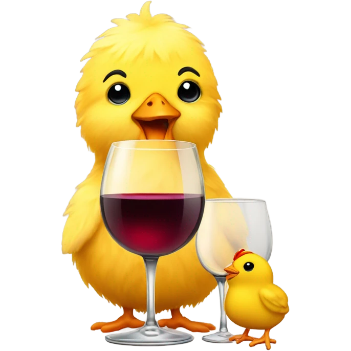 a little chick with a glass of wine emoji