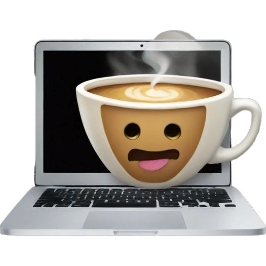 Macbook with a coffee emoji