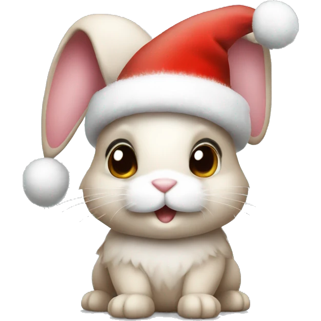 bunny with christmas hat emoji