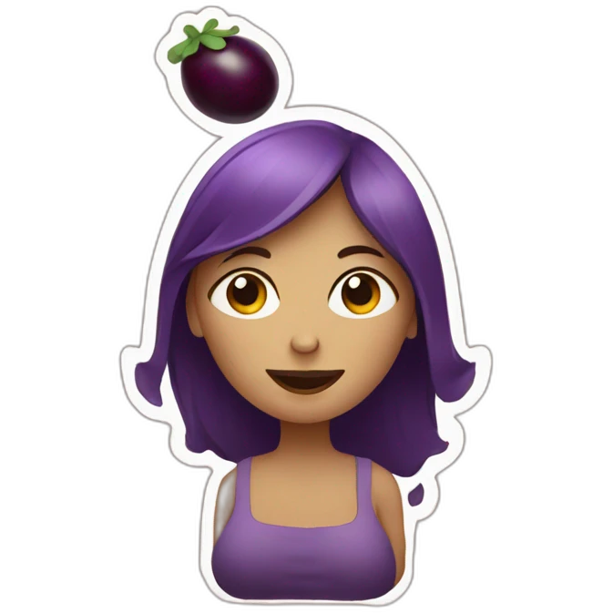 fille enceinte avec aubergine emoji