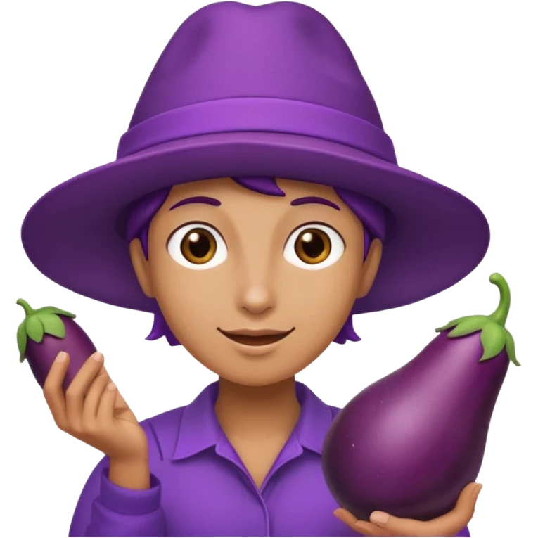 A person on a egg plant emoji
