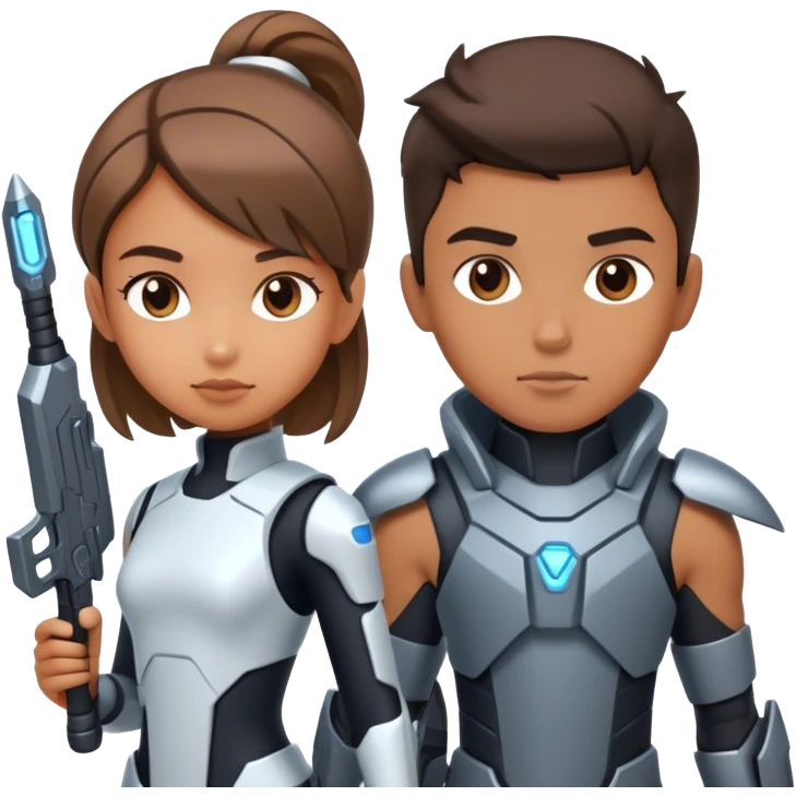 girl and boy with weapons emoji