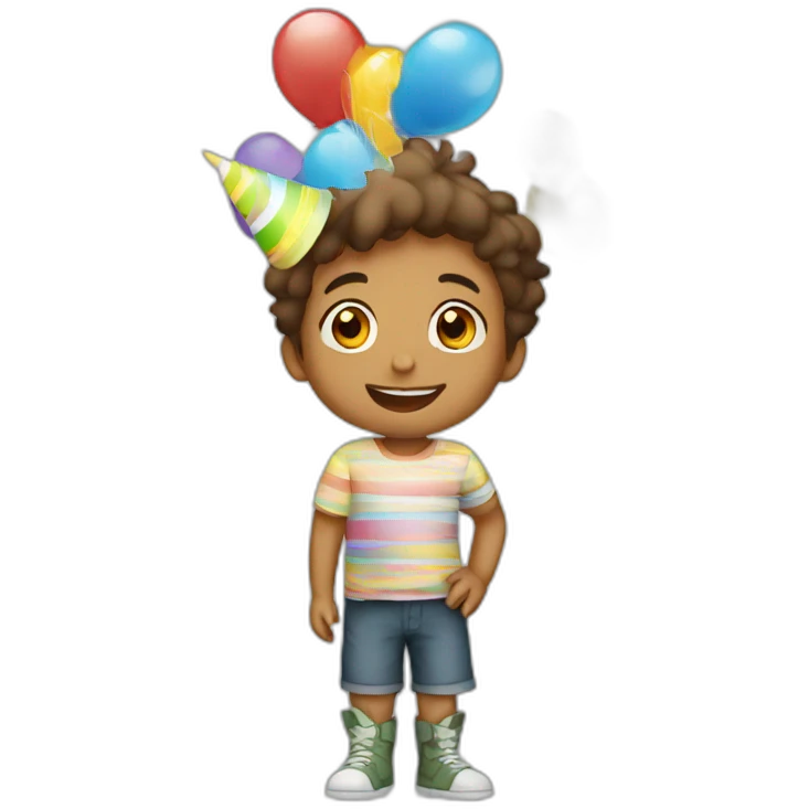 Birthday party with a boy emoji