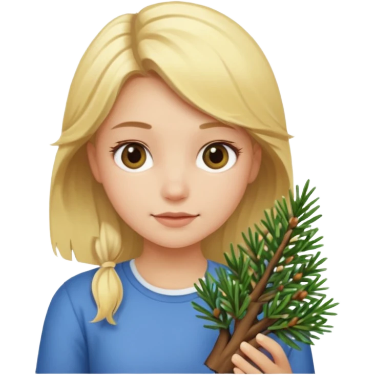 Blonde girl with small pines emoji