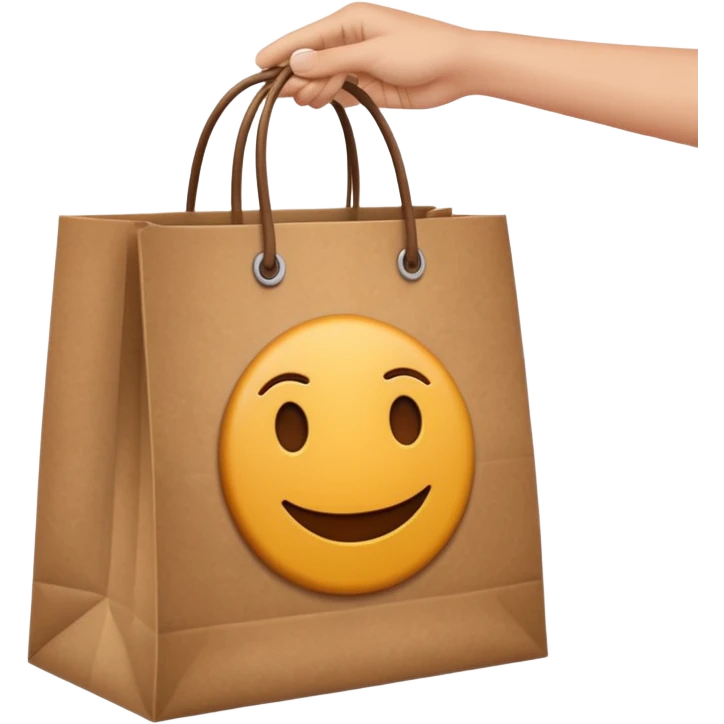 hand clicking on a shopping bag, representing online shopping or e-commerce emoji emoji