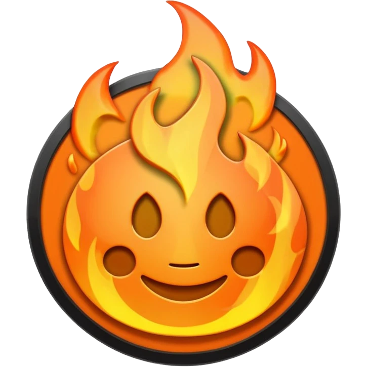 A sleek, minimalist CD disc with flame accents, emoji style. emoji