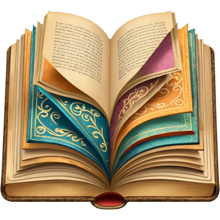 an open book with wallpaper samples. emoji