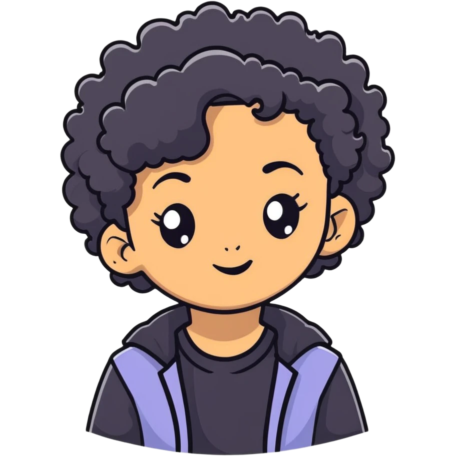 mixed-race girl with shaved curly black hair emoji
