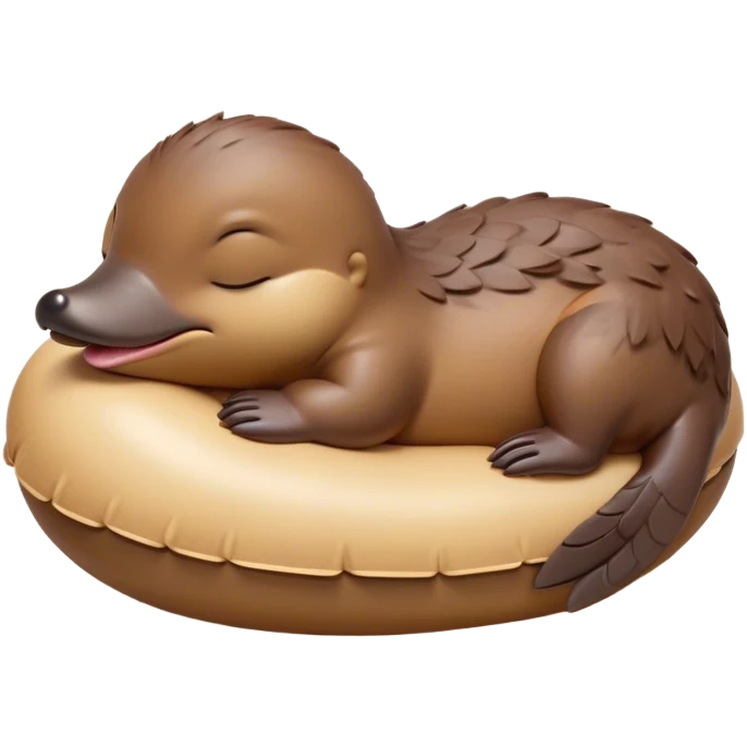 Meme-Worthy Cute Sleeping Platypus Portrait Emoji, Head resting peacefully with a contented smile, showcasing a unique, streamlined build and a luxuriously soft brown fur, eyes shut in a serene, restful float, Simplified yet hilariously adorable features, highly detailed, glowing with a soft, drowsy light, high shine, relaxed and utterly lovable, stylized with an air of playful laziness, bright and heartwarming, soft glowing outline, capturing the essence of a comically sleepy platypus, so meme‐worthy it feels like it could instantly become the next viral sensation of adorable slumber! emoji