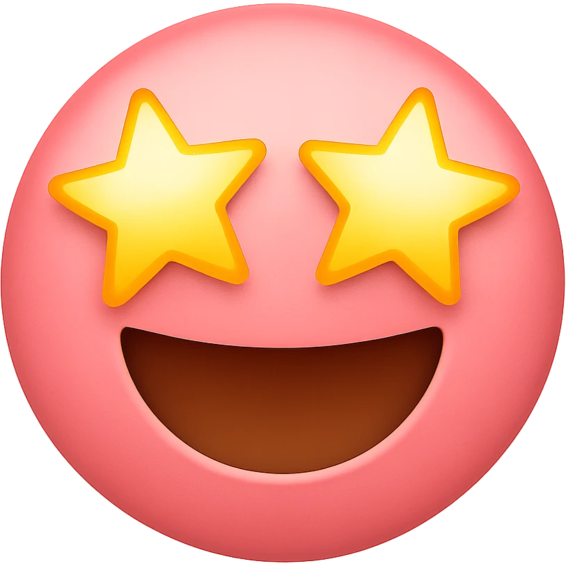 pink face with star eyes emoji, digital illustration emoji