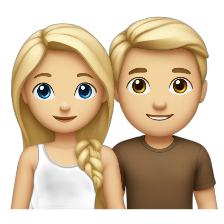 “blonde girl with tan skin and blue eyes holding hands with boy with brown hair and hazel eyes” emoji