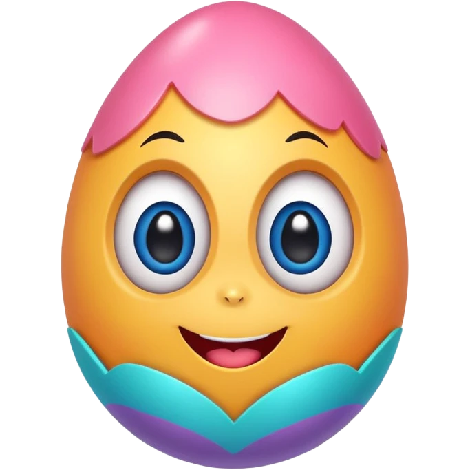 Cute colorful Easter egg character with big expressive eyes and a smiling mouth. emoji