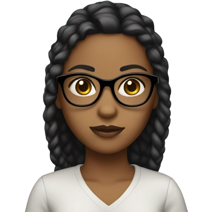 Girl with light brown skin with black glasses big eyes emoji