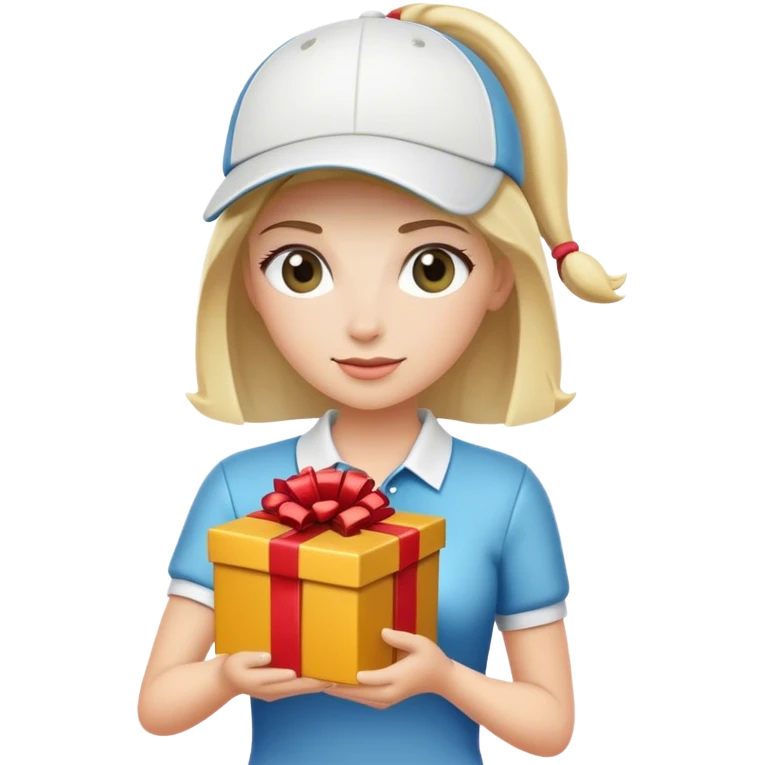 Female golfer with gift emoji