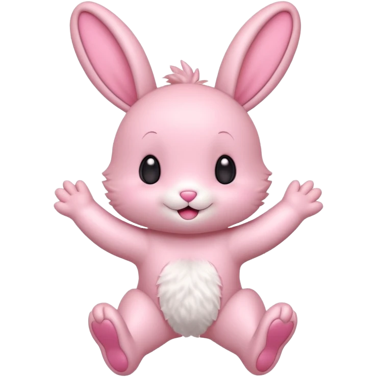 Exited pink bunny, kawaii chibi fluffy ears and body jumping of excitement  emoji