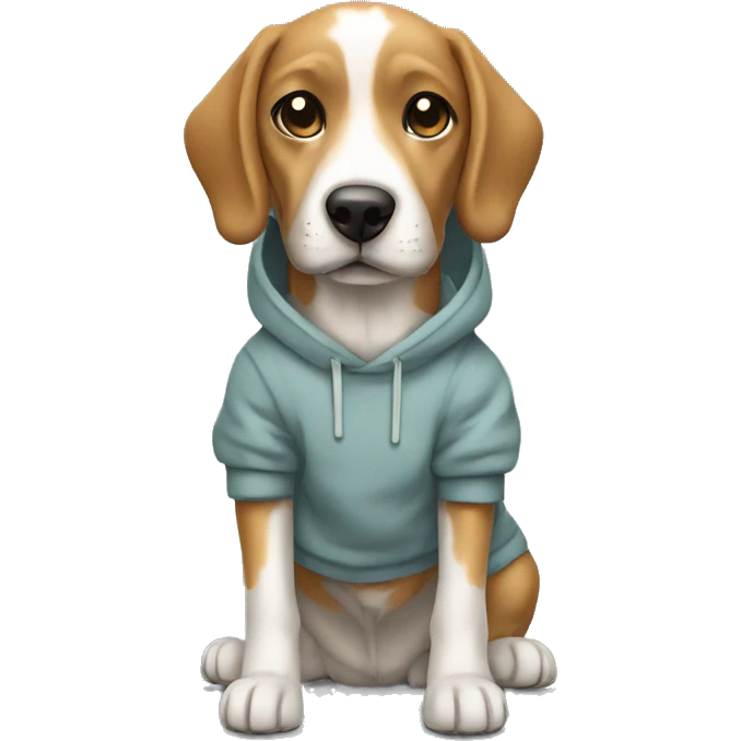 a penut colored medium size dog with sweatshirt emoji