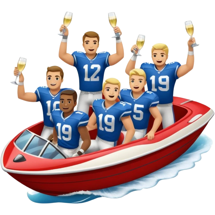 American footballers Party on speedboat  emoji