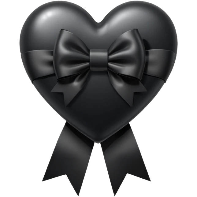 black heart with a black bow in a ribbon rosette style emoji