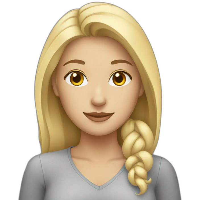 Blonde young woman and gray cat  emoji