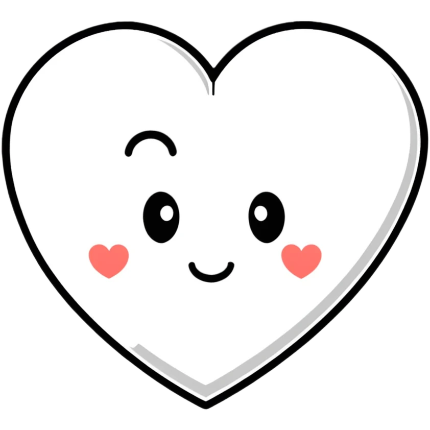 cute cartoon heart with face emoji