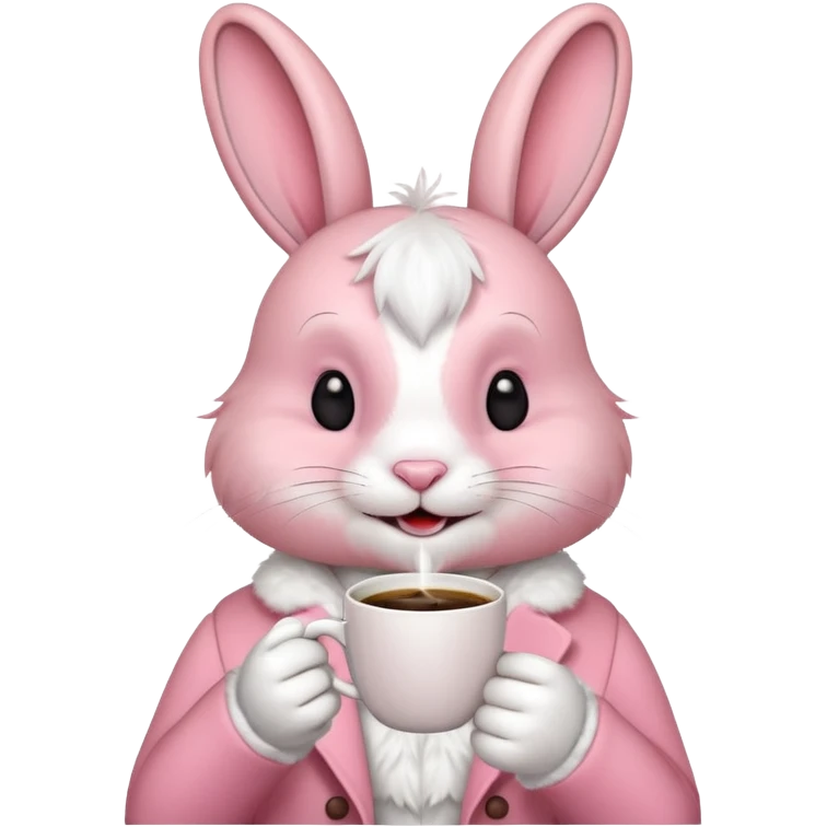 pink rabbit with coffee emoji