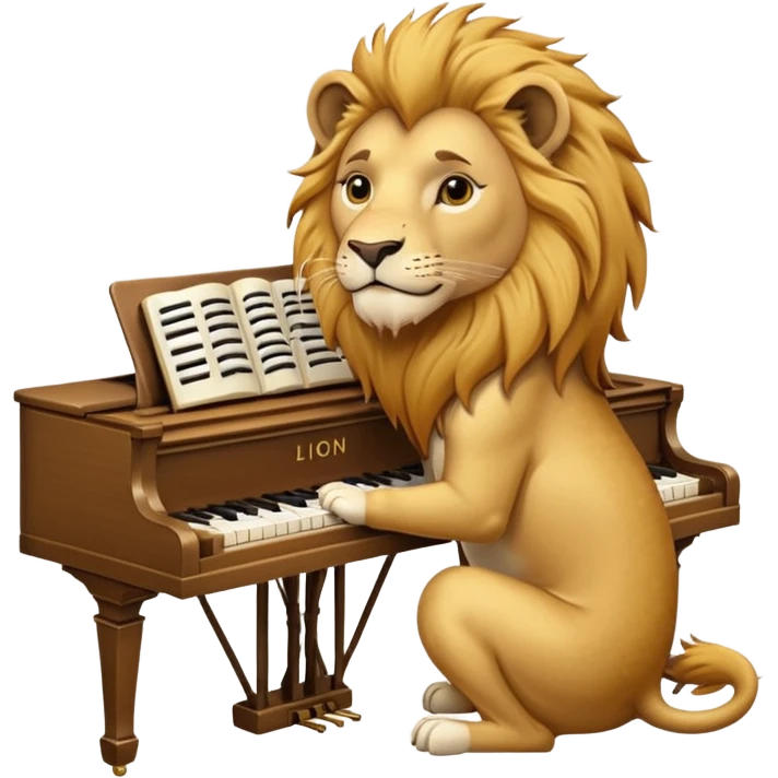 lion playing piano emoji