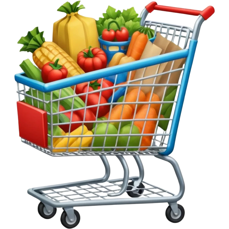 grocery cart full of grocan meries in a comic book style emoji