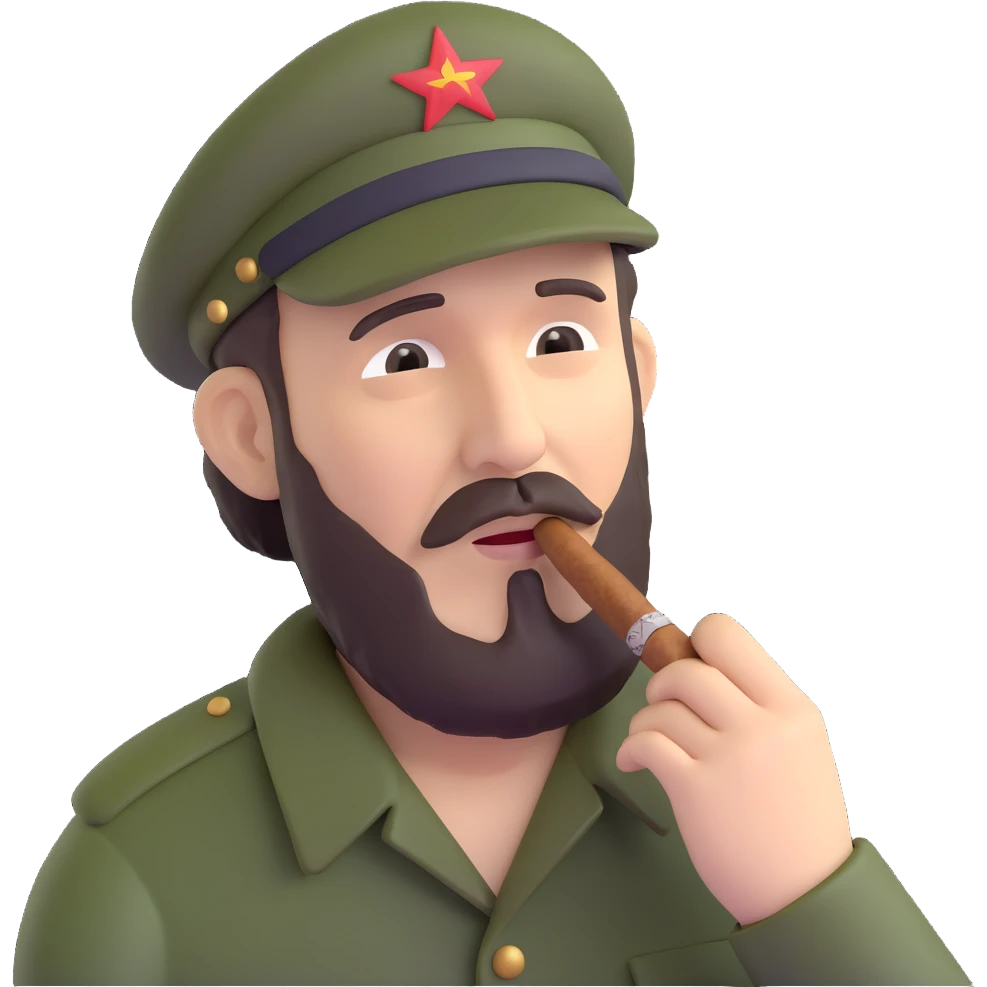 Fidel Castro with a cigar emoji