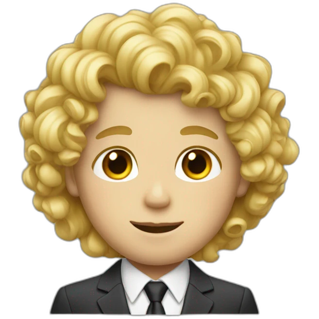 blond boy in suit curly hair emoji