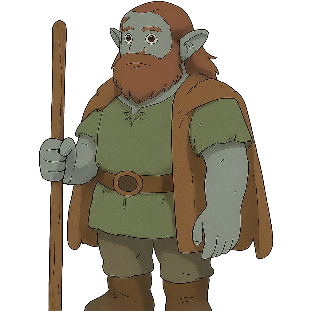 ghibli style firbolg with grey skin emoji