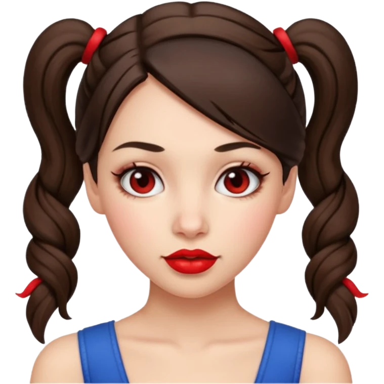 brunette women naked. pigtails. seductive emoji