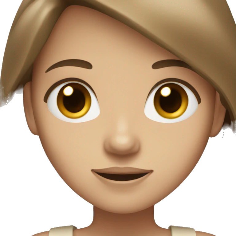 A a girl with long brown hair and light skin(beige)and dark brown eyes emoji