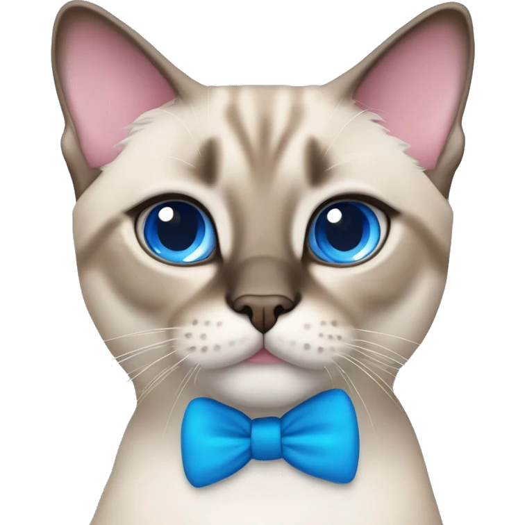 Lynx point Siamese cat with blue eyes and a pink bow emoji