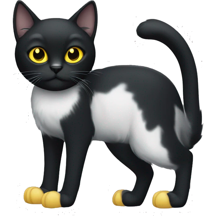black cat with yellow eyes and white paw  emoji