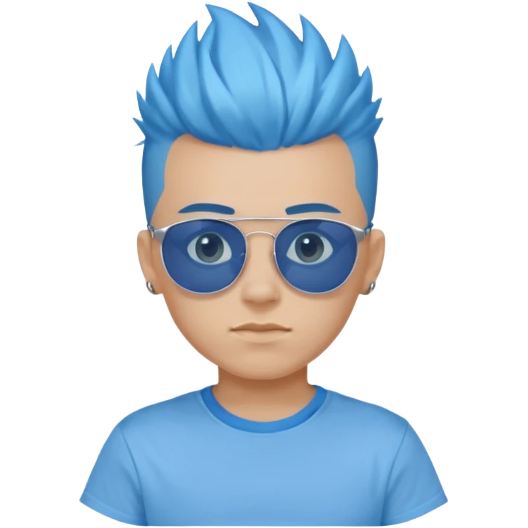 Blue Mohawk. Blue Eye. RoundSunglass. Teenage Boy. Light Blue Tshirt. Sleeve emoji