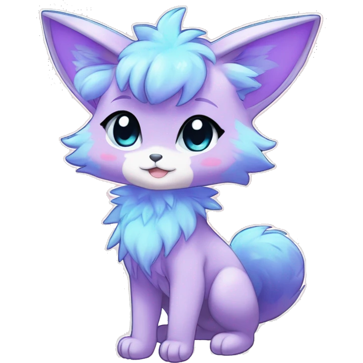 Anthro Cute Gorgeous Petite Shiny Colorful Pastel Glitter Sparkle Stars Anime Chibi Animal-Fakémon-Pokémon-Hybrid Fur Sona Aesthetic Trending Style Full Body emoji