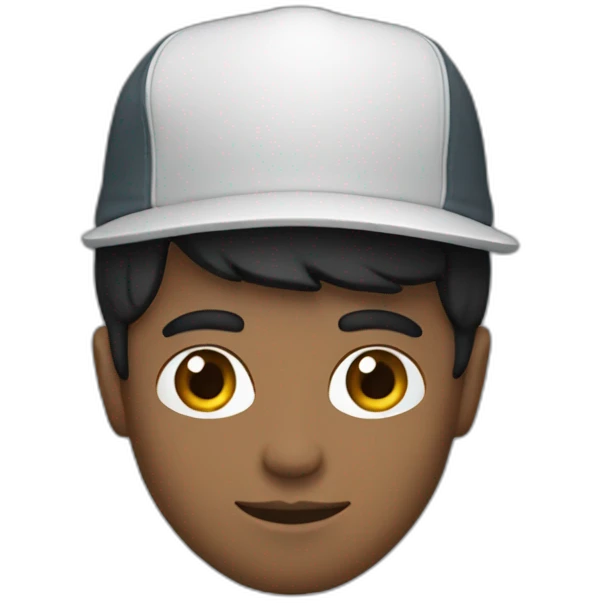dark-haired developer in a cap with a macbook emoji